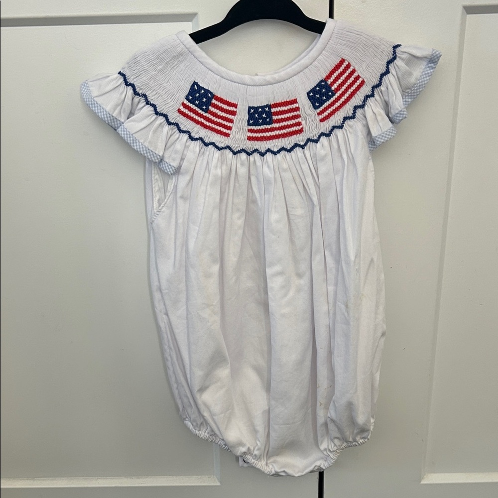 White Kids Bodysuit with Flag Design